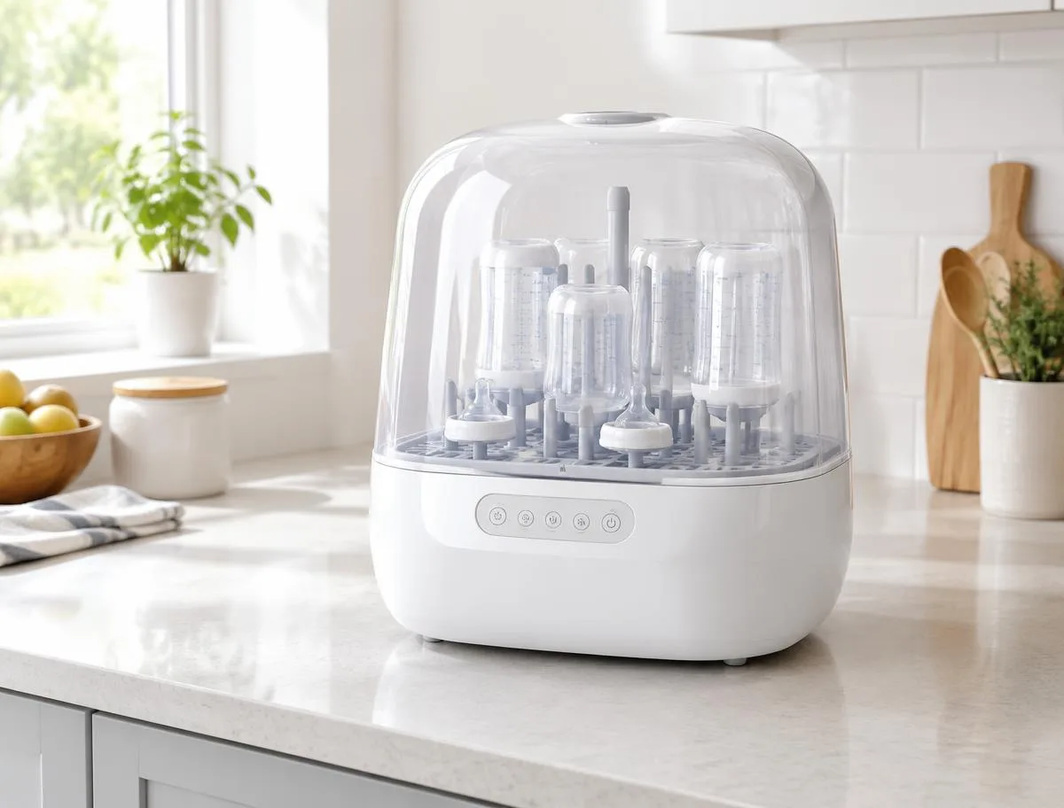 CleanNest washer on a stable kitchen countertop, away from the edge